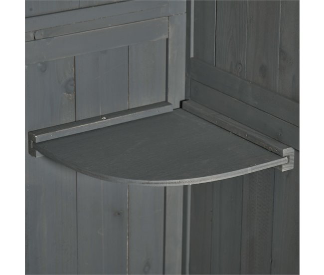 Armario de Jardín Madera de Abeto Outsunny 77 Gris