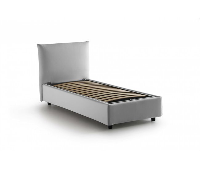 Cama individual en tela Blanco