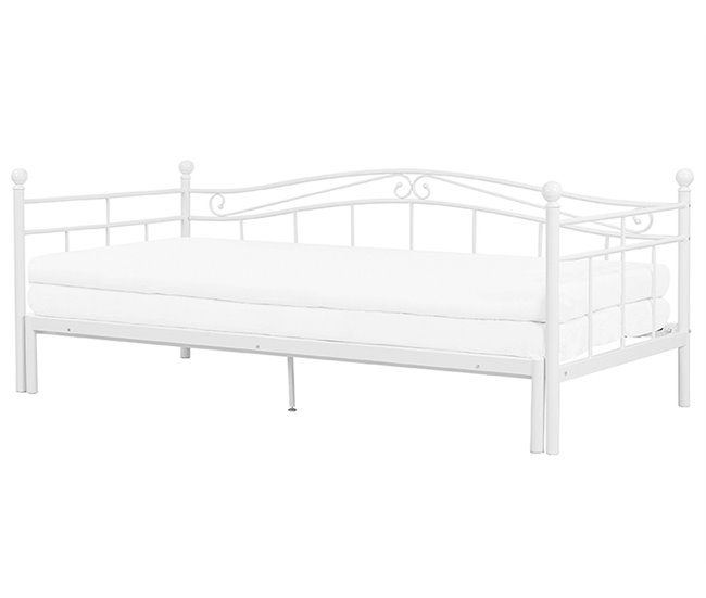 Beliani Cama con somier Metal TULLE 92x209 Blanco