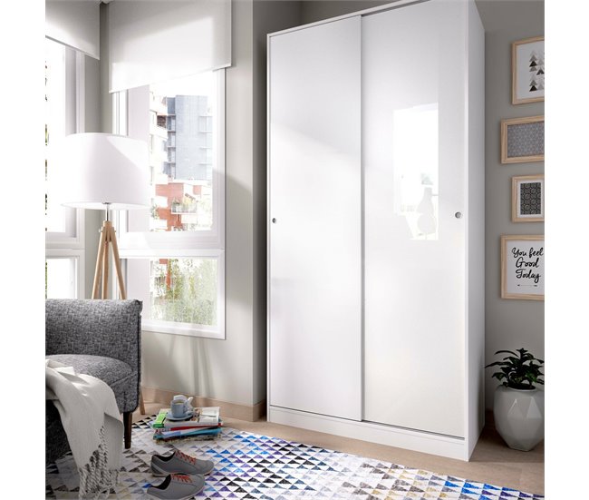 Armario 2 puertas efecto madera 100 Blanco