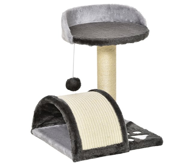 Árbol para Gatos Aglomerado de Madera, Sisal y Felpa PawHut Gris
