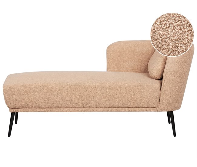 Beliani Chaise longue derecho Bouclé ARTHEZE Beige