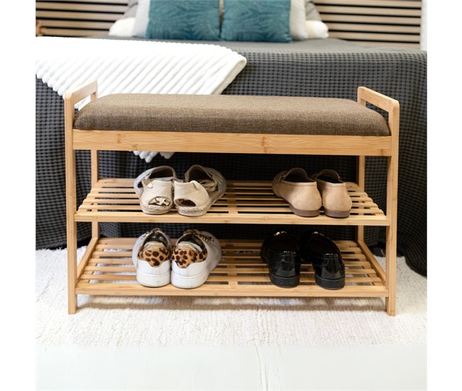 Banco zapatero MOA Vinthera  estantes con asiento acolchado Natural
