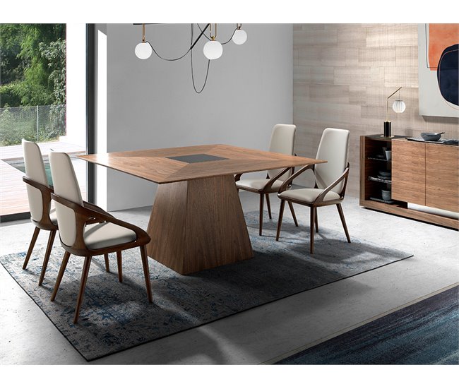 Mesa comedor cuadrada nogal Nogal