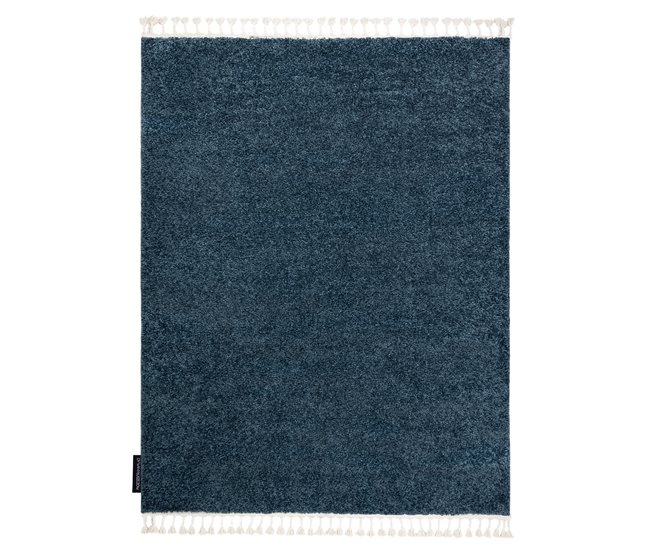 Alfombra BERBER 9000 Franjas Bereber Marroquí Shaggy 200x290 Azul