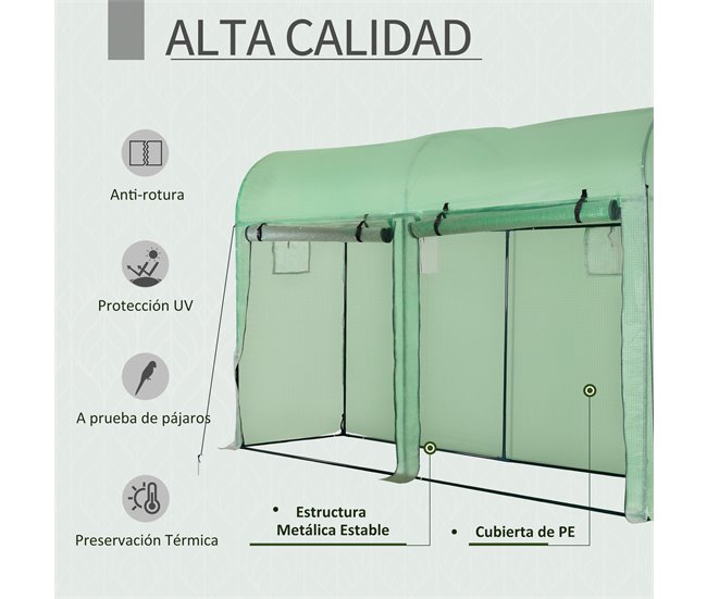 Invernadero Acero, PE Outsunny Verde