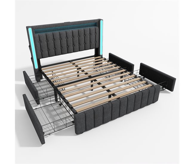 Camas de matrimonio 149x209 Gris