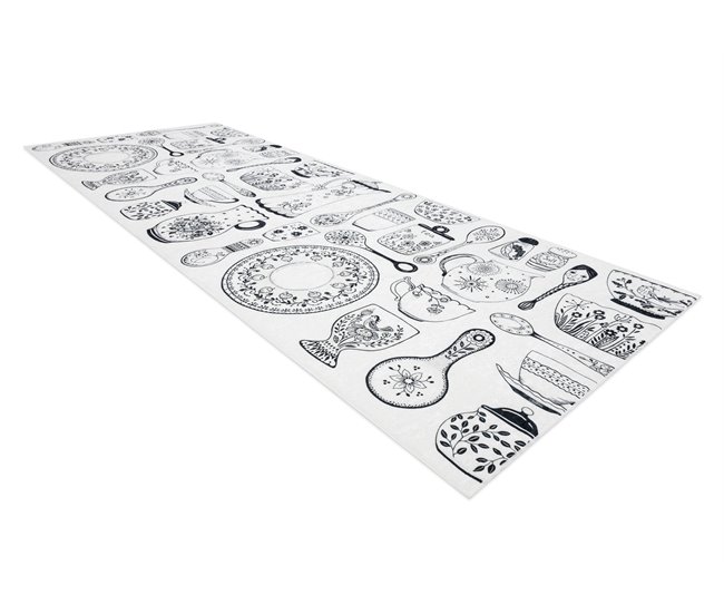 Alfombra lavable ANDRE 1318 Cerámica para la cocina Blanco
