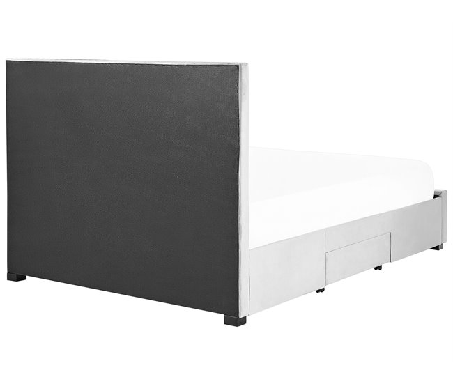 Beliani Cama con almacenaje Terciopelo LIEVIN 165x217 Azul Marino