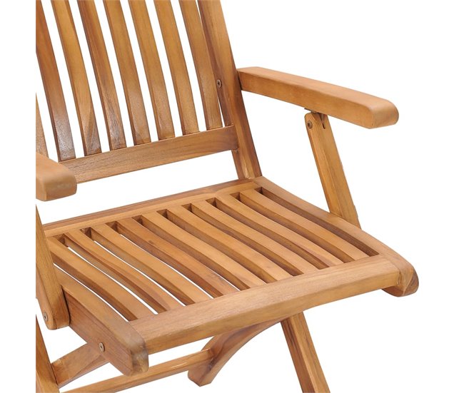 4 Sillas de jardín plegables de madera maciza de teca Marron