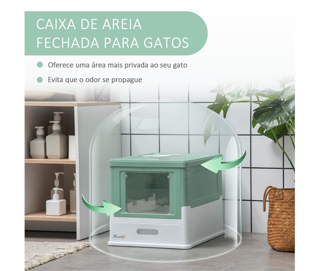 Arenero para Gatos PP PawHut, mascotas - accesorios para gatos Verde