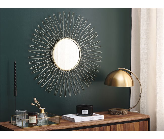 Beliani Espejo decorativo SAUMUR Dorado