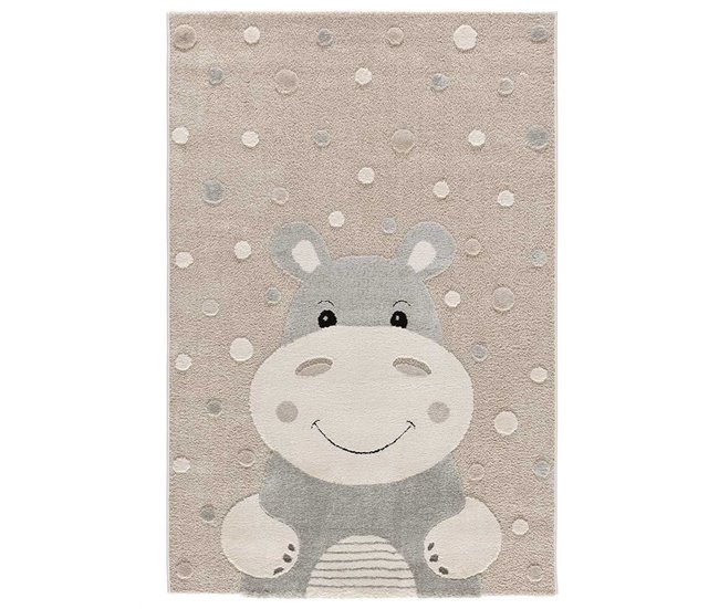 Alfombra infantil hipopótamo CLOWN - ATTICGO 120x170 Gris Claro