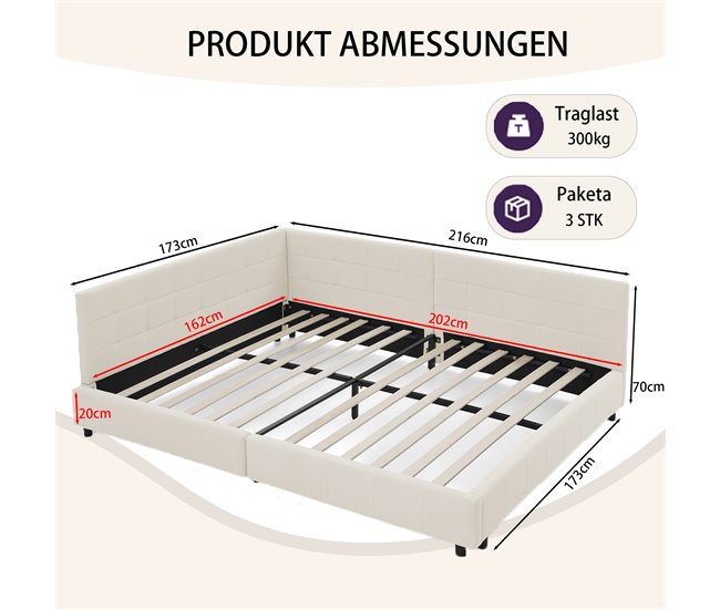 Camas de matrimonio 216x173 Beige