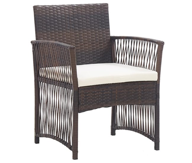 2 Sillones de jardín de ratán sintético con cojines Marron