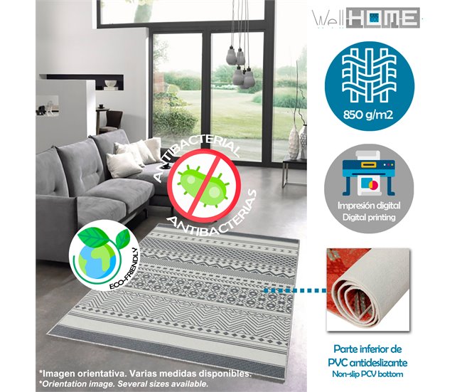 Alfombra De 60 X 100Cm 100x60 Gris