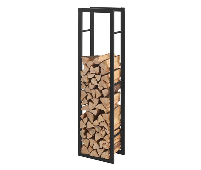 [en.casa] Soporte para leña Kasan Acero 40 Negro