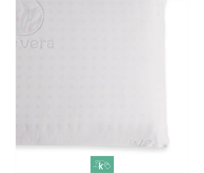 Almohada Látex - Funda Extraíble Aloe Vera 80x34 Blanco Veta