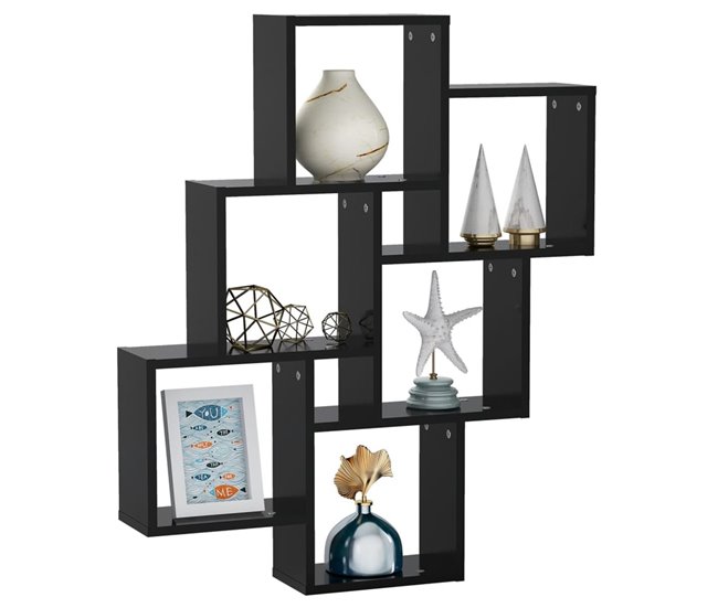 Estante de pared Minzo  cubos 78 Negro
