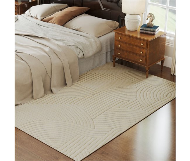 Alfombra para Salón Poliéster HOMCOM, hogar - decoración Crudo