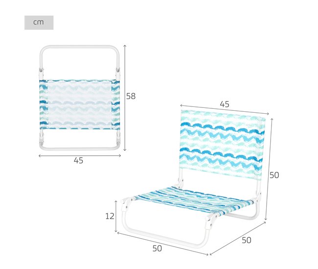 Aktive Silla baja plegable de playa con estructura de acero Azul