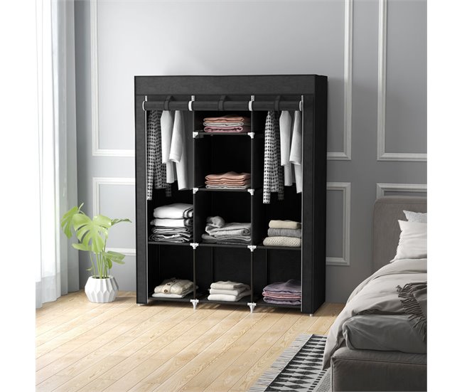 Armario de Tela Tela no Tejido, Acero HOMCOM Negro