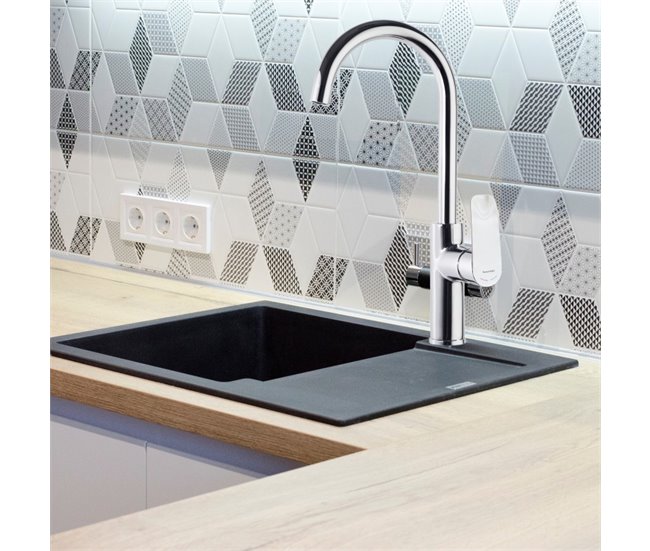 Grifo de Fregadero de Cocina Monomando con Caño Alto Cromo