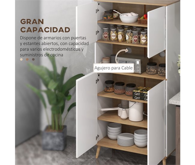 Alacena de Cocina Melamina de Madera HOMCOM, hogar - cocina Blanco