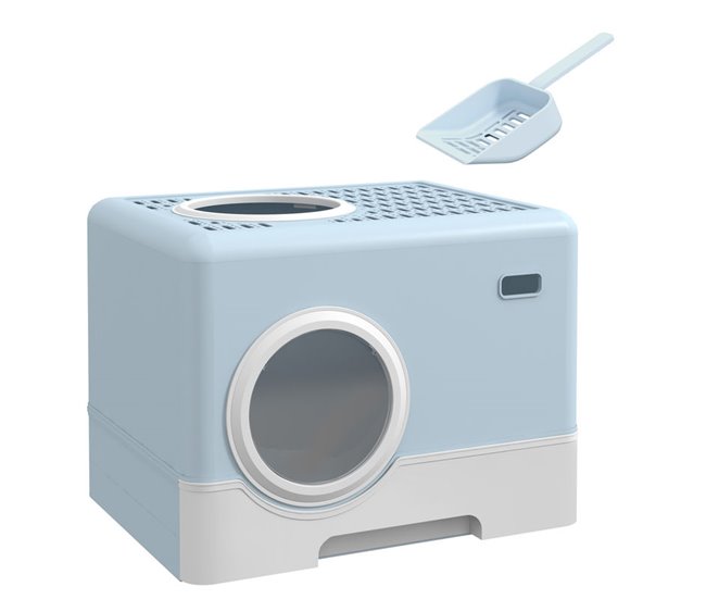 Arenero para Gatos PP PawHut, mascotas - accesorios para gatos Azul