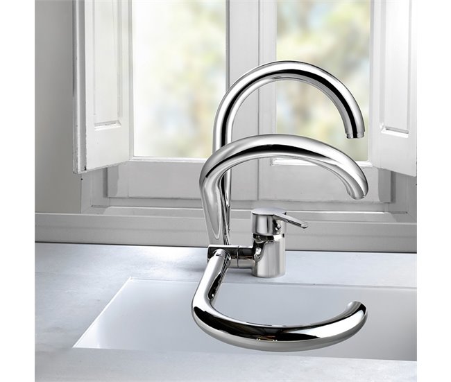 Grifo de Fregadero de Cocina Monomando con Caño Abatible Cromo