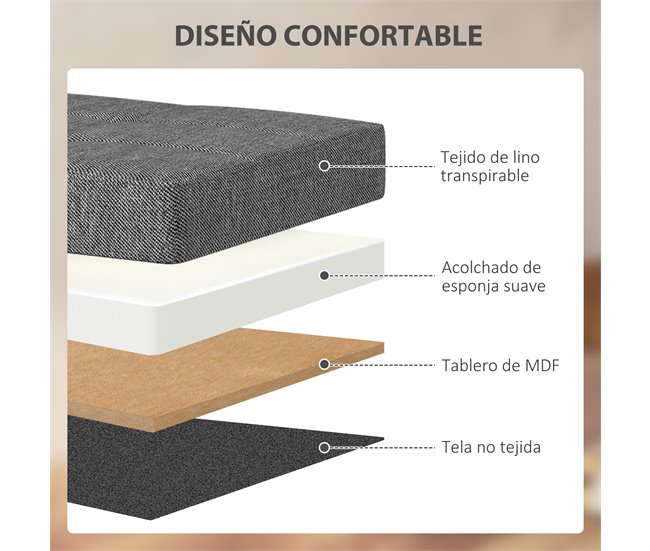 Baúl de Almacenaje Lino Sintético HOMCOM Gris
