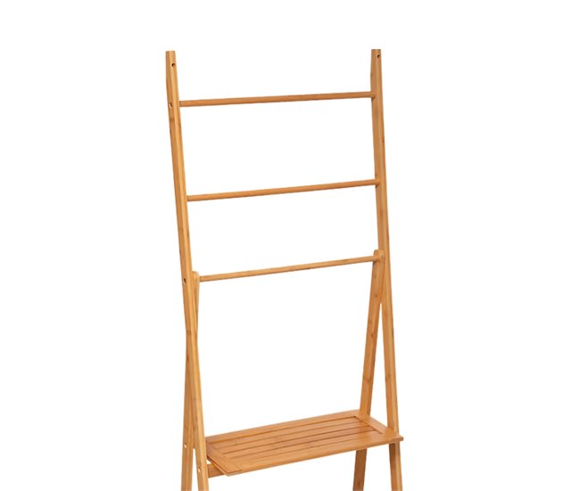Toallero de Pie con Estantes en Bambú Madera