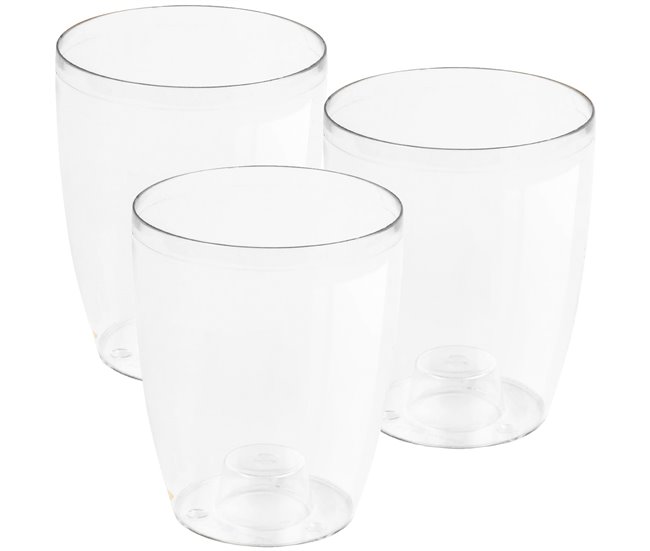 3x Macetero orquídea de plastico Coubi Orchid Transparente