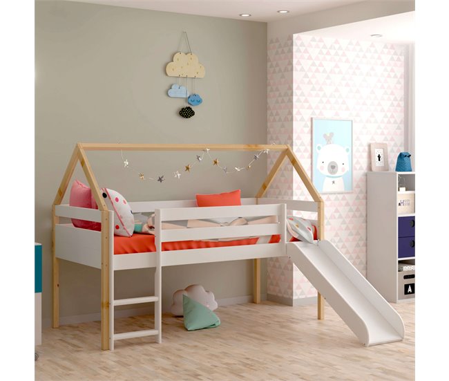 Cama Juvenil Infantil Tobogán Carnival Blanco
