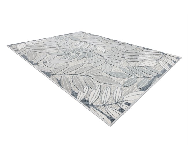 Alfombra Estructural BOTANIC 65241 Hojas tejido plano 78x150 Gris