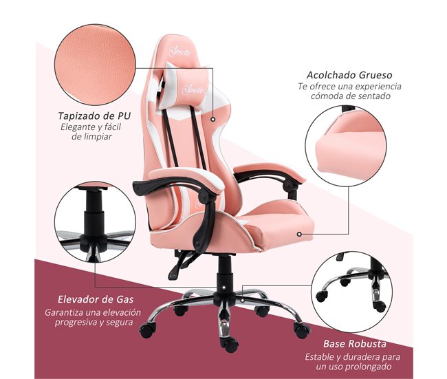 Silla Gaming PVC, Espuma, PP, Metal Vinsetto Negro
