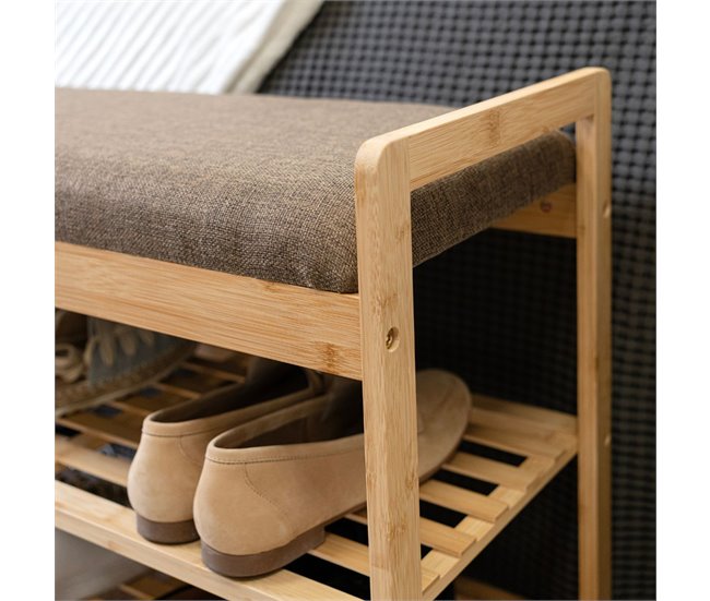 Banco zapatero MOA Vinthera  estantes con asiento acolchado Natural