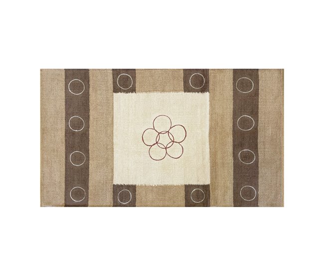 Acomoda Textil – Alfombra 100% Algodón con Flecos. Madera