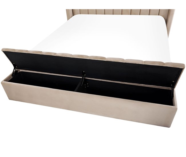 Beliani Cama con somier Terciopelo NOYERS 210x247 Beige