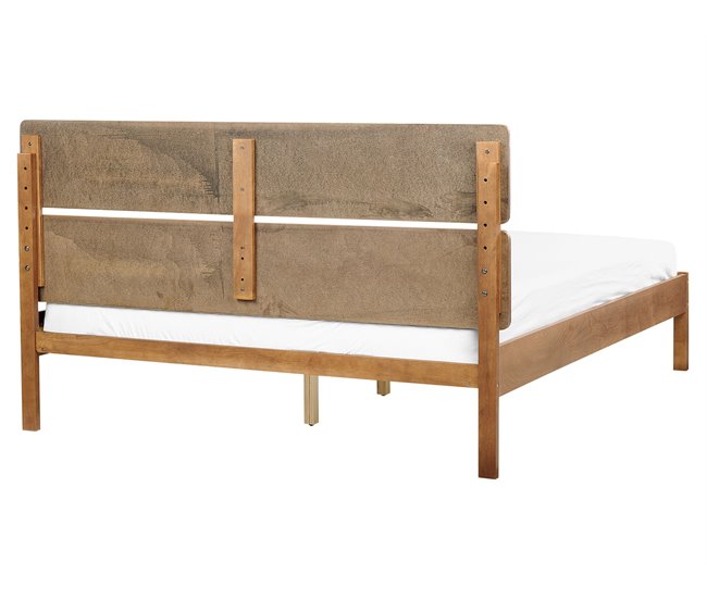 Beliani Cama LED Madera de caucho BOISSET 165x205 Marron