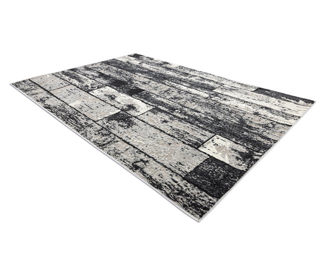 Alfombra LISBOA 27211356 tablero parquet Rectángulos 80x150 Gris