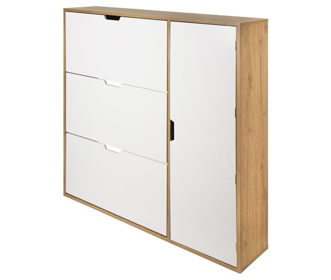 Zapatero MONTBLANC 112x105x23,5cm color roble y blanco Blanco