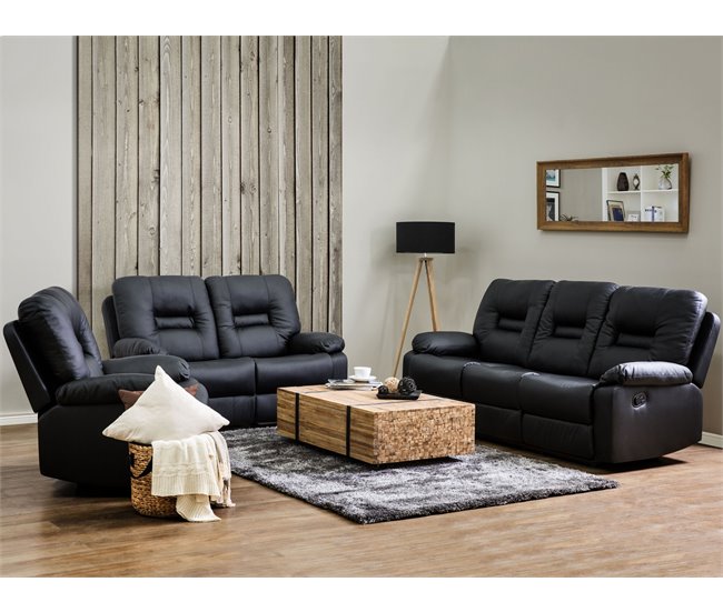 Beliani Sofá de 3 plazas Piel sintética BERGEN Marron