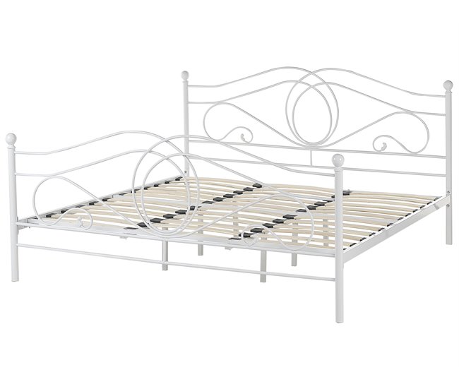 Beliani Cama Acero LYRA Blanco