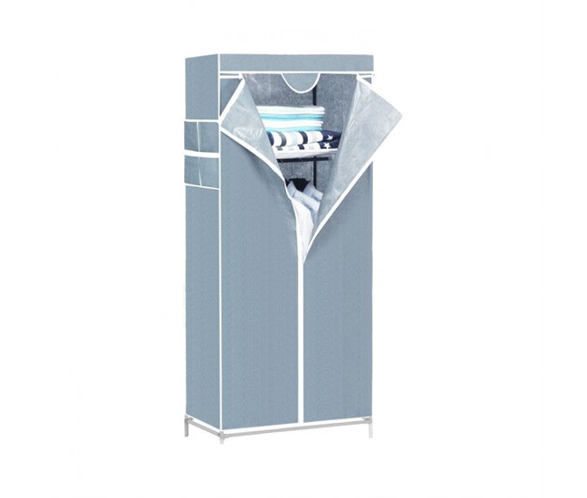 Armario Ropero de Tela con Cremallera Thinia Home Blanco/ Gris