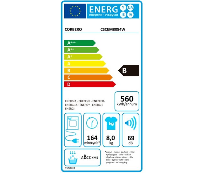 Secadora condensación CORBERO CSCEM8084W 8kg Blanco