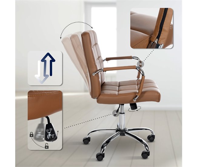 Silla de oficina - Ashland - Simil cuero Marron Claro