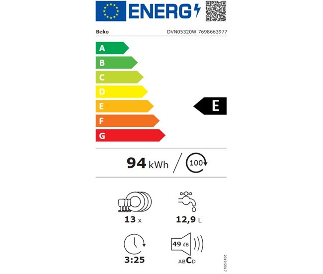 Lavavajillas 60cm 13 servicios BEKO DVN05320 Blanco
