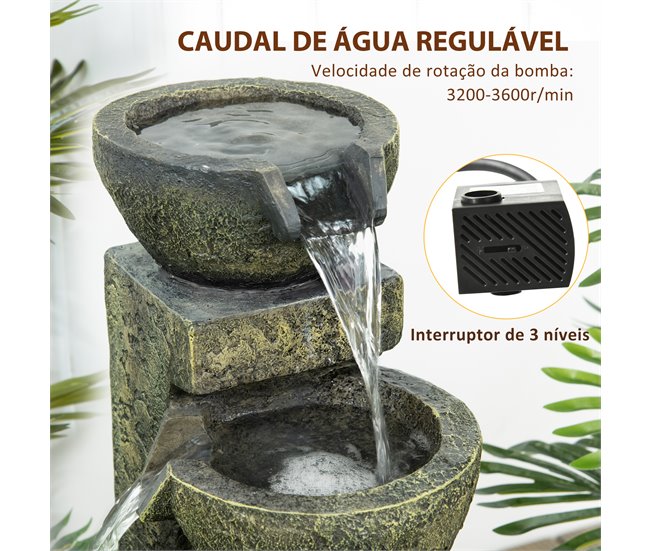 Fuente de Jardín Resina Outsunny Multicolor