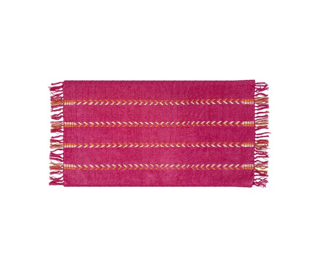 Acomoda Textil – Alfombra de Chenilla con Flecos. 60x100 Fucsia